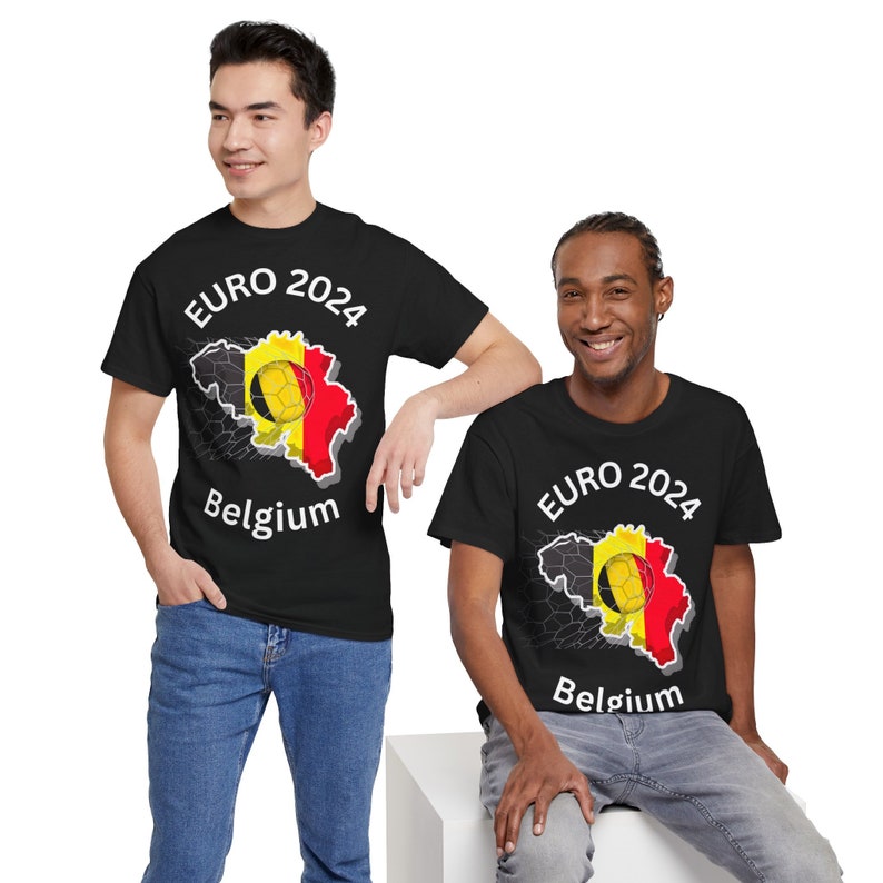 T-shirt unisexe en coton épais femmes hommes championnat de belgique euro 2024 équipe belge de football image 9