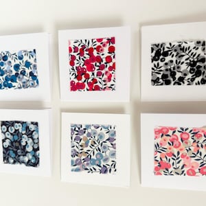 NOTECARDS artesanais Liberty of London cartões de tecido CONJUNTO de 6