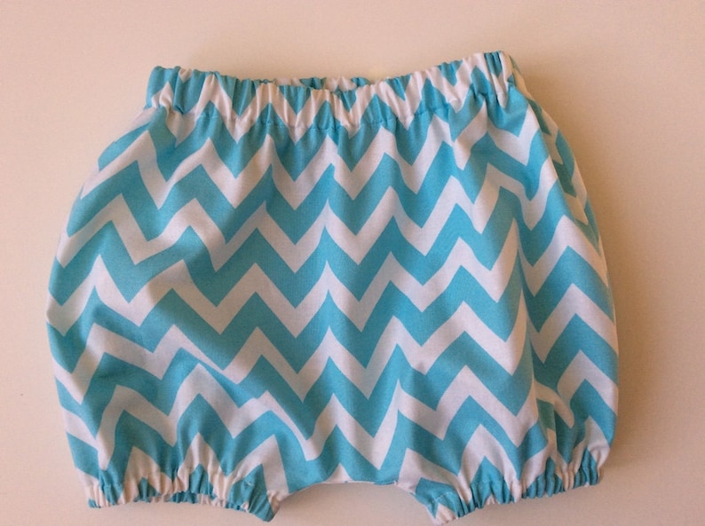BLOOMERS BUBBLE SHORTS Turquoise Chevron Girl or Boy Sizes 3 months 2 yrs.