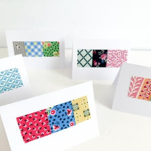 NOTECARDS feitos à mão Denyse Schmidt cartões de tecido em branco CONJUNTO de 5