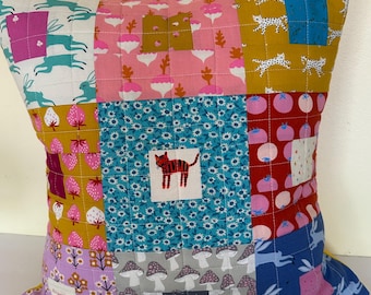 RUBY STAR SOCIETY Patchwork Cushion Pillow Cover 18”x18” One of a Kind Throw Pillow Cover