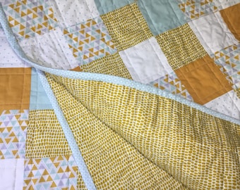 Saffron Ochre MODERN BABY QUILT - Handmade Baby Quilt - Keepsake Quilt - Modern Quilt - Unisex Quilt