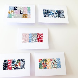 NOTECARDS artesanais Liberty of London cartões de tecido CONJUNTO de 5
