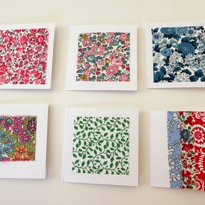 NOTECARDS artesanais Liberty of London cartões de tecido CONJUNTO de 6