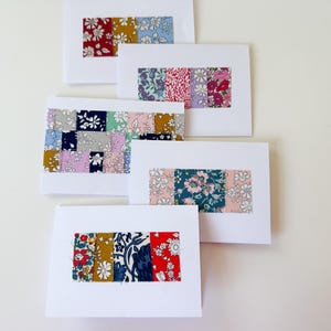 NOTECARDS artesanais Liberty of London cartões de tecido CONJUNTO de 5