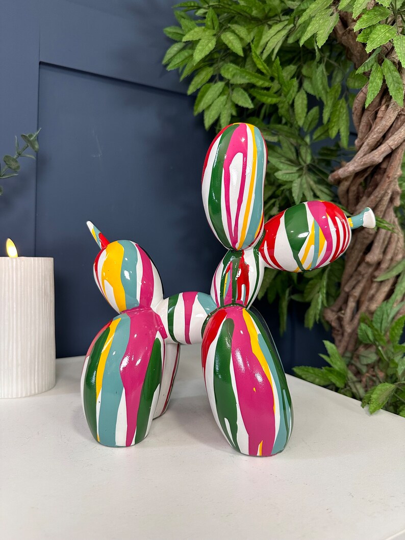 Large Modern Drip Art Paint Balloon Dog Ornament Sculpture Decor Hand