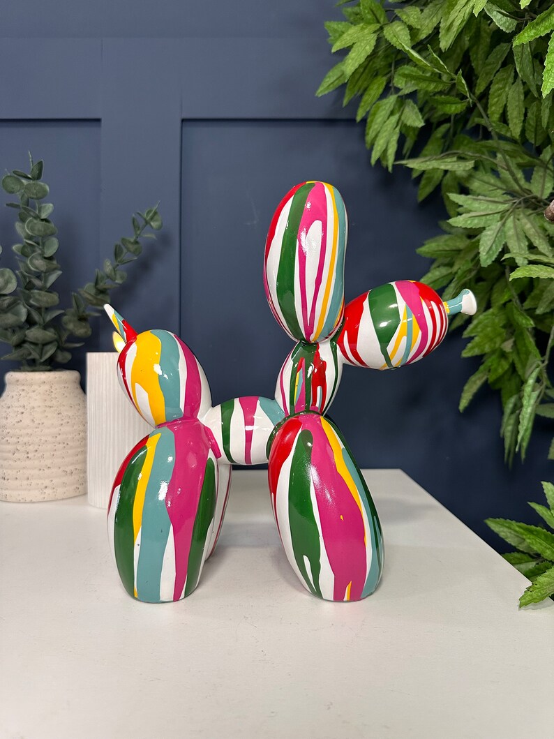 Large Modern Drip Art Paint Balloon Dog Ornament Sculpture Decor Hand