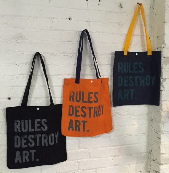 Items similar to Rules Destroy Art Tote on Etsy