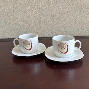 Vintage Schirnding Bavaria Espresso Cup Set: Mid-Century White Porcelain