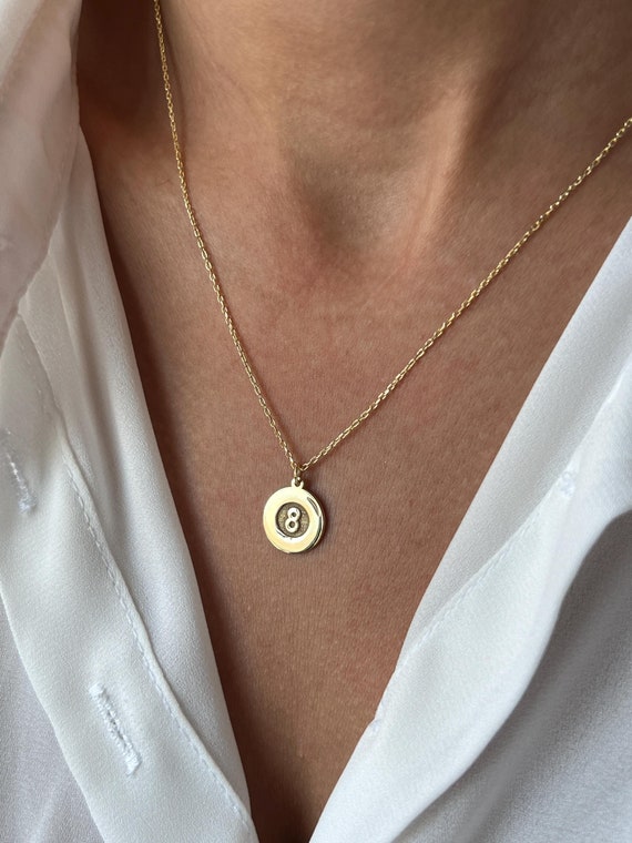 Collana Con Palla Da Biliardo Placcata In Oro 14K: Ciondolo Da Gioco In Argento Sterling - Italia - Foto 11