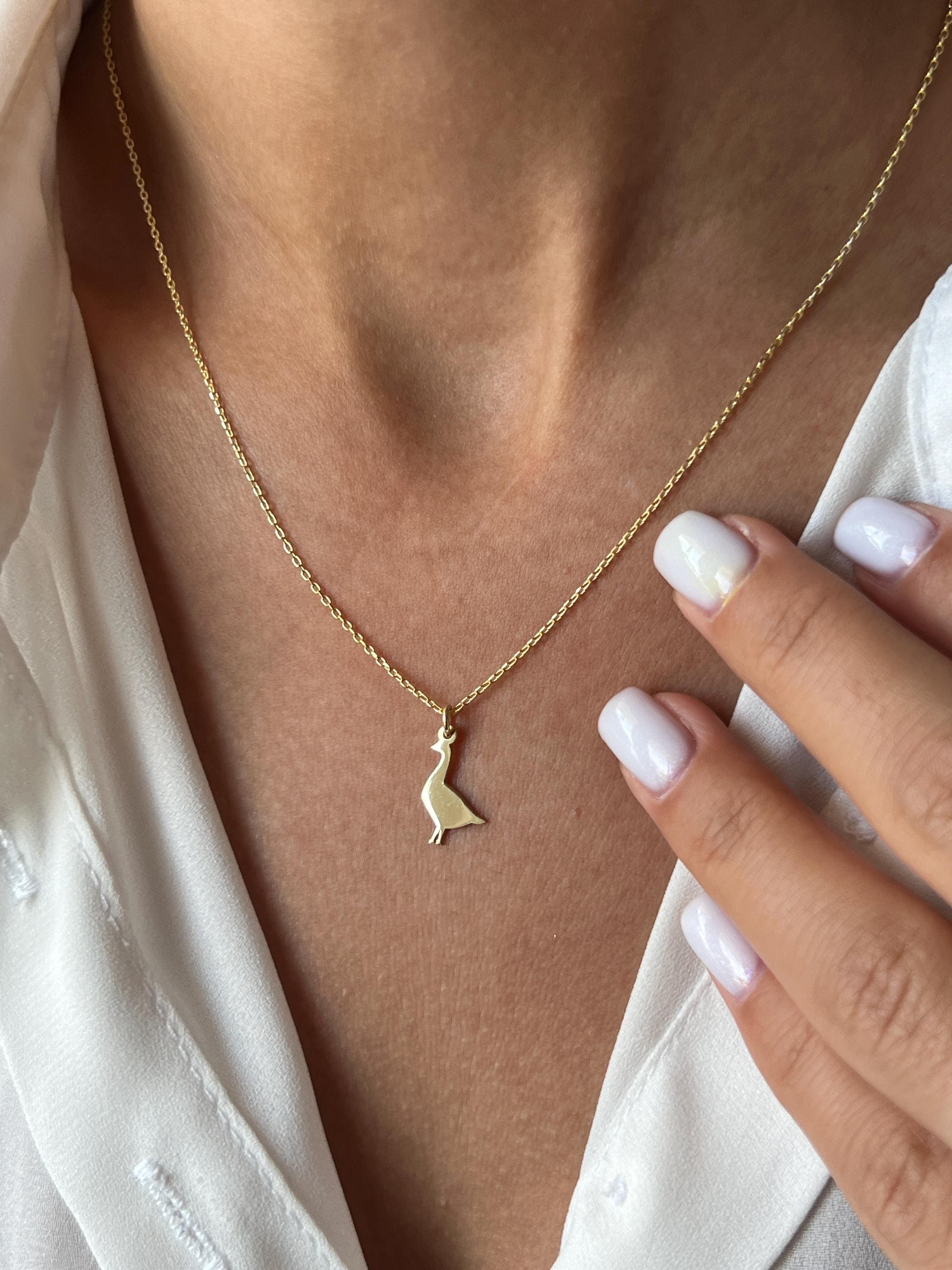 JERWLI Oca galline anatra collana in argento sterling ciondolo per pollame regalo per pollame, Argento sterling