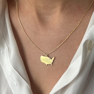 USA Halskette · 925 Sterling Silber · Amerika Halskette · Geschenk für Reisende · Amerikanischer Schmuck · Geschenk für Sie · Unisex Schmuck