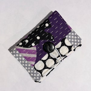 Sashiko stitched quilted needlebook 1 Purples
