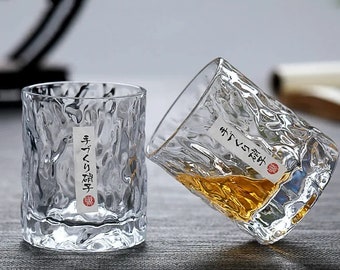 Coupe japonaise en verre martelé faite à la main - vintage, Artisan