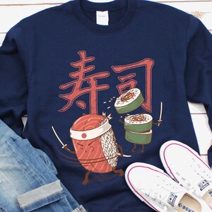 Japanese Sushi Sweatshirt, Roll Asian Food Sweater, Kawaii Sushi Nigiri Sashimi Japanese Food Gift, Seafood Sweater, Salmon Sushi Chef Gifts