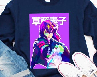 Ghost in the Shell Anime Sweatshirt, Motoko Kusanagi Sweater, Major SAC Manga Stand Alone Complex, Batou, GitS Anime Japanese Gift