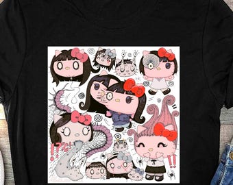 Cute Junji Ito Cats Shirt, Tomie Horror Cat TShirt, Uzumaki Anime Kitten Gift, Vintage Cat Tee, Japanese Manga Shirt