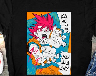 Kamehameha Goku Shirt, DBZ Manga Shirt, Super Saiyan Dragonball Gift, Vegeta Master Roshi Kamehameha Wave Anime Tee