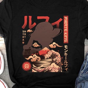 Anime-shirt Pirate King Luffy, strohoed Pirates Monkey D Luffy eendelig manga-shirt, Mugiwara, Sanji, Zoro Japans anime-shirt
