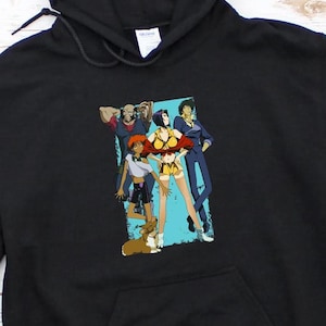 Cowboy Bebop Spike, Faye, Jet, Ed, Ein Hoodie, Bounty Hunter Anime Hoodies, Spike Spiegel Manga Art, Space Serenade Japanese 90s Anime Gift