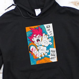 Kamehameha Goku Hoodie, DBZ Manga Hoodies, Super Saiyan Dragonball Gift, Vegeta Master Roshi Kamehameha Wave Anime Hoodie