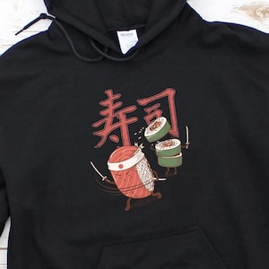 Japanese Sushi Hoodie, Roll Asian Food Hoodies, Kawaii Sushi Nigiri Sashimi Japanese Food Gift, Seafood Hoodie, Salmon Sushi Chef Hoodies