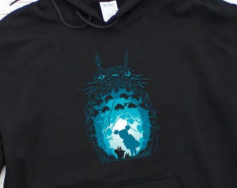 Totoro Hoodie, Ghibli Vintage My Neighbour Totoro Hoodies, Mei Kusakabe Sweatshirt, Minimal Anime Miyazaki Art, Spirited Away Christmas Gift