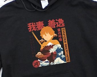 Zenitsu Agatsuma Demon Slayer Anime Hoodie, Thunder Breathing Zenitsu Hoodies, Kimetsu No Yaiba Project Slayers Gift, Nezuko Kamado Clothes