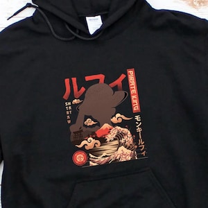 Pirate King Luffy Anime Hoodie, Straw Hat Pirates Monkey D Luffy One Piece Manga Hoodie, Mugiwara, Sanji, Zoro Japanese Anime Hoodies