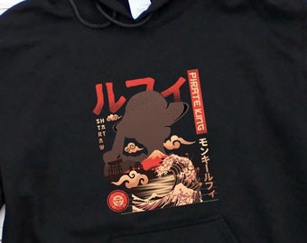 Pirate King Luffy Anime Hoodie, Straw Hat Pirates Monkey D Luffy One Piece Manga Hoodie, Mugiwara, Sanji, Zoro Japanese Anime Hoodies
