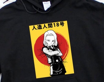 Android DBZ Anime Hoodie, Dragon Ball Android Girl Hoodie, Lazuli Dragon Team Manga Hoodies, Japanese Goku Hoody