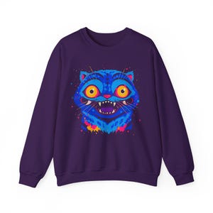 Tiger Derpy Kpop Demon Hunters Sweatshirt, Huntrix K-Pop Cat Demon Hunter Sweater, KPDH Tiger and Bird, Jinu KDH, Sussie Magpie, Rumi Gift Purple