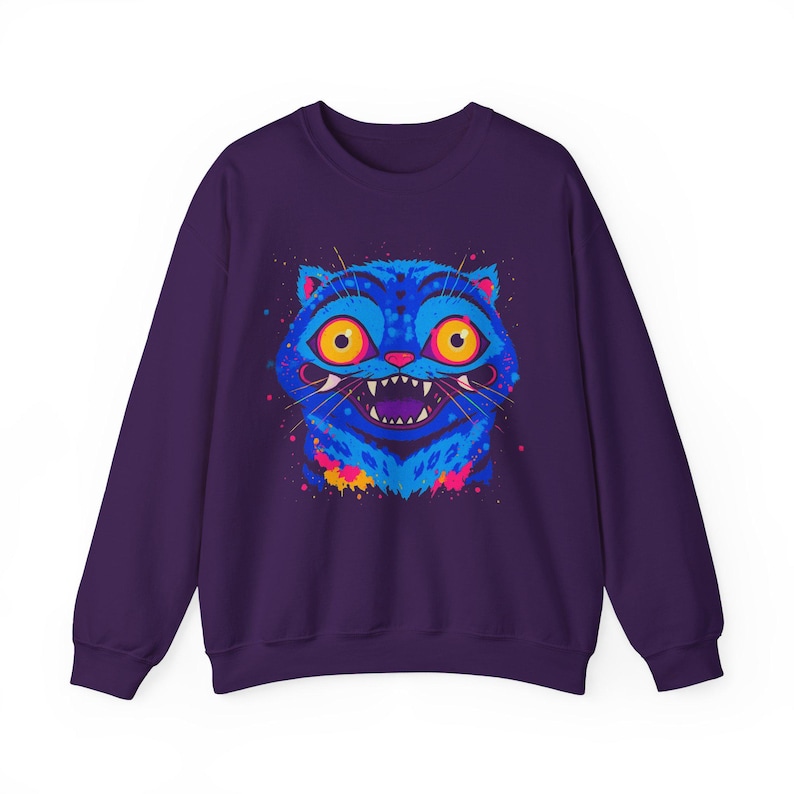 Tiger Derpy Kpop Demon Hunters Sweatshirt, Huntrix K-Pop Cat Demon Hunter Sweater, KPDH Tiger and Bird, Jinu KDH, Sussie Magpie, Rumi Gift Purple