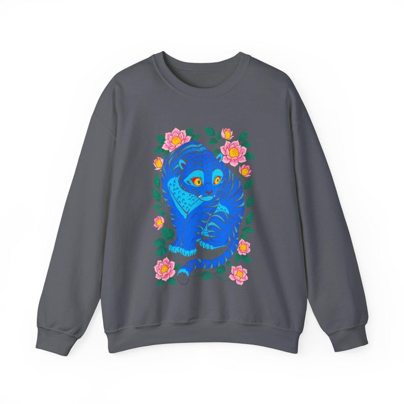 Kpop Demon Hunters Sweatshirt, Tiger Derpy Sweater, K Pop Huntrix Cat Demon Hunter Gift, Tiger and Bird Sweatshirts, Sussie Magpie Rumi KPDH Charcoal