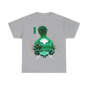 Zoro Haki Straw Hat Shirt, Swordsman Roronoa Zoro Enma Sword One Piece Gear Anime Shirt, Mugiwara, Mihawk, Japanese Pirate King Manga Tee Sport Grey