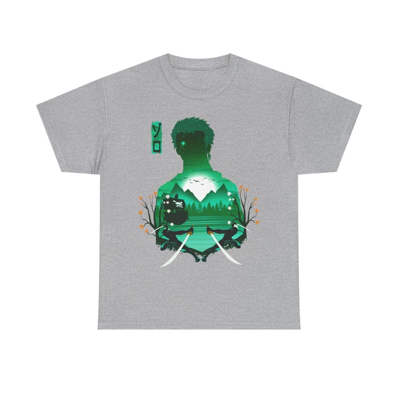 Zoro Haki Straw Hat Shirt, Swordsman Roronoa Zoro Enma Sword One Piece Gear Anime Shirt, Mugiwara, Mihawk, Japanese Pirate King Manga Tee Sport Grey