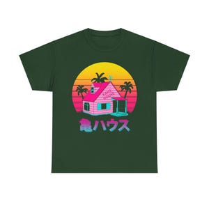 Kame House DBZ Anime Shirt, Master Roshi Dragon Ball Manga Shirt, Krillin, Japanese Goku Tee Forest Green