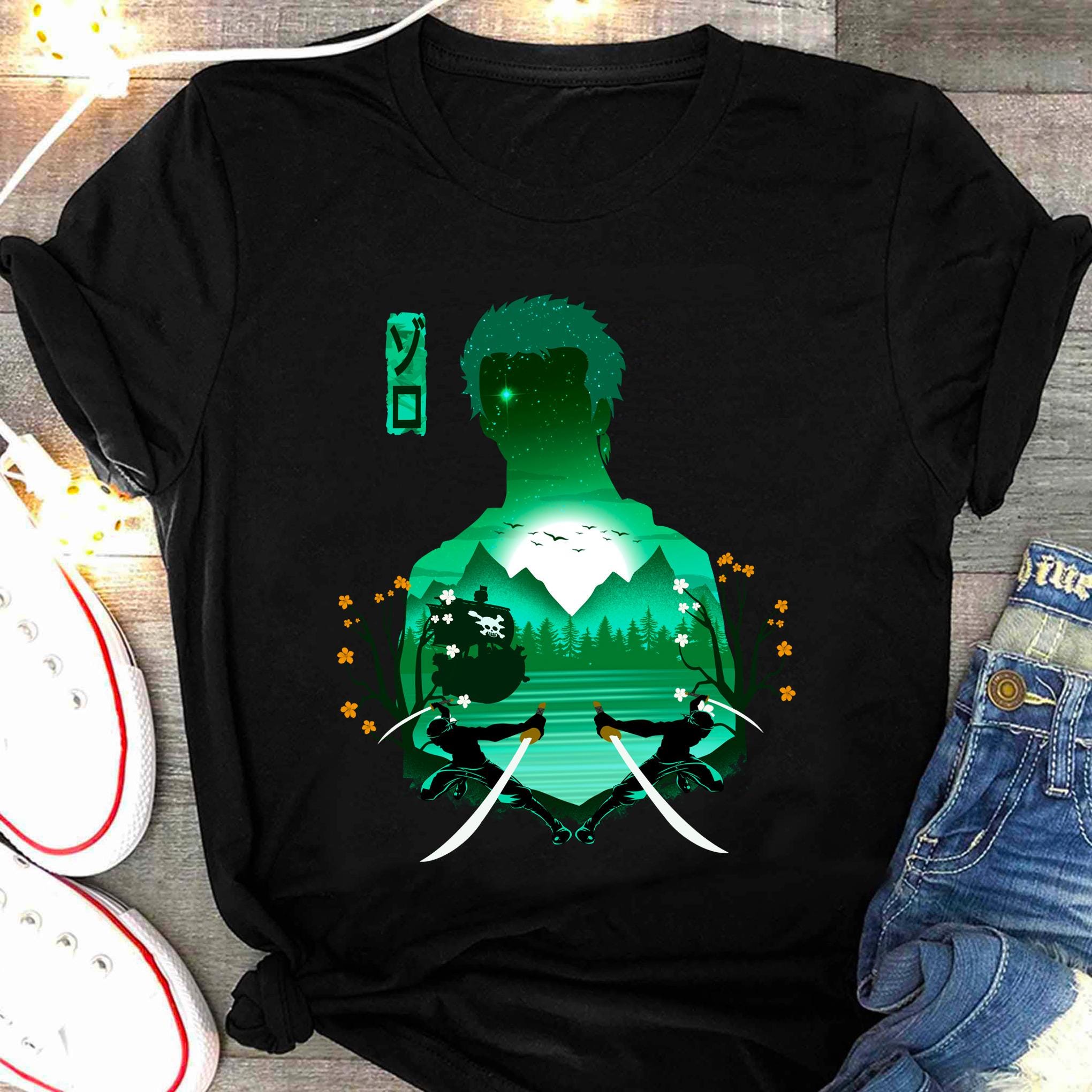 Chemise chapeau de paille Zoro Haki, homme épéiste Roronoa Zoro Enma Sword chemise anime One Piece Gear, Mugiwara, Mihawk, t-shirt manga roi pirate japonais