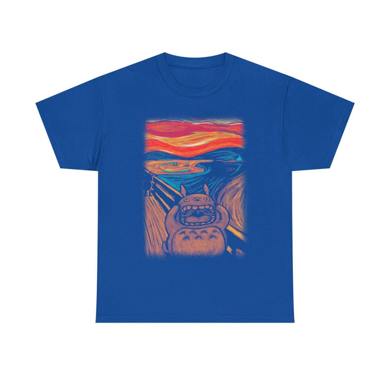 Totoro Edvard Munch The Scream Shirt, My Neighbor Totoro TShirt, Vintage Studio Ghibli T Shirt, Hayao Miyazaki Tee, Anime Christmas Gift Royal