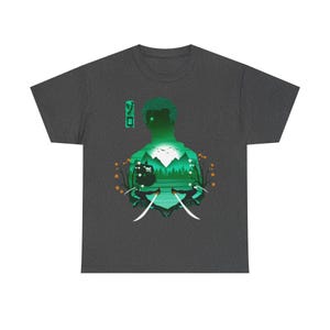 Zoro Haki Straw Hat Shirt, Swordsman Roronoa Zoro Enma Sword One Piece Gear Anime Shirt, Mugiwara, Mihawk, Japanese Pirate King Manga Tee Dark Heather