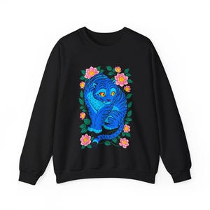 Kpop Demon Hunters Sweatshirt, Tiger Derpy Sweater, K Pop Huntrix Cat Demon Hunter Gift, Tiger and Bird Sweatshirts, Sussie Magpie Rumi KPDH Black