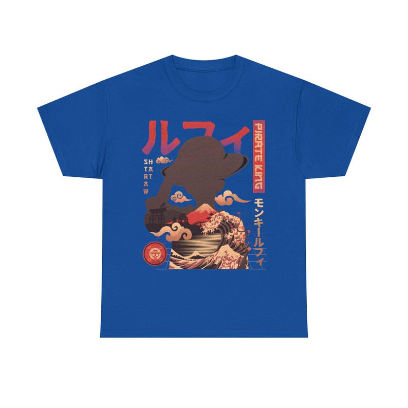 Pirate King Luffy Anime Shirt, Straw Hat Pirates Monkey D Luffy One Piece Manga Shirt, Mugiwara, Sanji, Zoro Japanese Anime Tee Royal