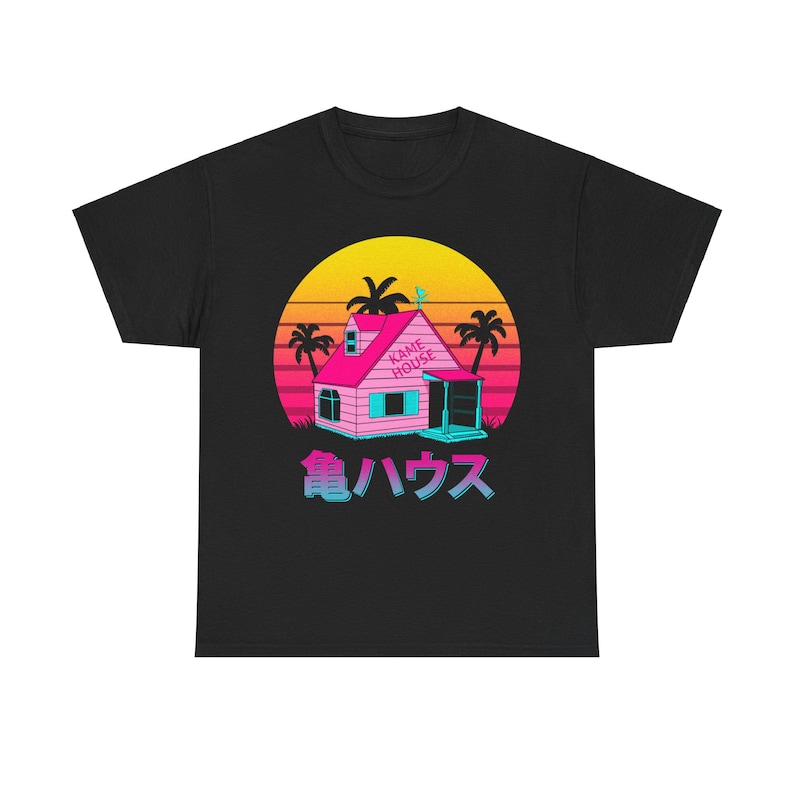 Kame House DBZ Anime Shirt, Master Roshi Dragon Ball Manga Shirt, Krillin, Japanese Goku Tee Black