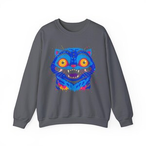 Tiger Derpy Kpop Demon Hunters Sweatshirt, Huntrix K-Pop Cat Demon Hunter Sweater, KPDH Tiger and Bird, Jinu KDH, Sussie Magpie, Rumi Gift Charcoal