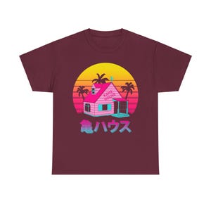 Kame House DBZ Anime Shirt, Master Roshi Dragon Ball Manga Shirt, Krillin, Japanese Goku Tee Maroon