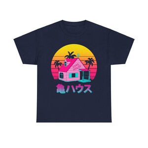 Kame House DBZ Anime Shirt, Master Roshi Dragon Ball Manga Shirt, Krillin, Japanese Goku Tee Navy