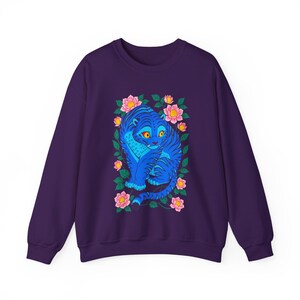 Kpop Demon Hunters Sweatshirt, Tiger Derpy Sweater, K Pop Huntrix Cat Demon Hunter Gift, Tiger and Bird Sweatshirts, Sussie Magpie Rumi KPDH Purple