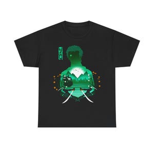 Zoro Haki Straw Hat Shirt, Swordsman Roronoa Zoro Enma Sword One Piece Gear Anime Shirt, Mugiwara, Mihawk, Japanese Pirate King Manga Tee Black