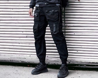 Pantalones Techwear Cargo - Pantalones Cargo - Pantalones Techwear - Pantalones Tácticos - Cyberpunk, Estética, y2k, Ejército, Militar, Algodón, Japonés