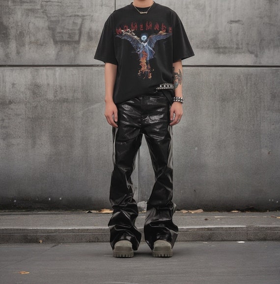 Opium Leather Stacked Jeans, Flared Jeans, Y2k Jeans, 2000